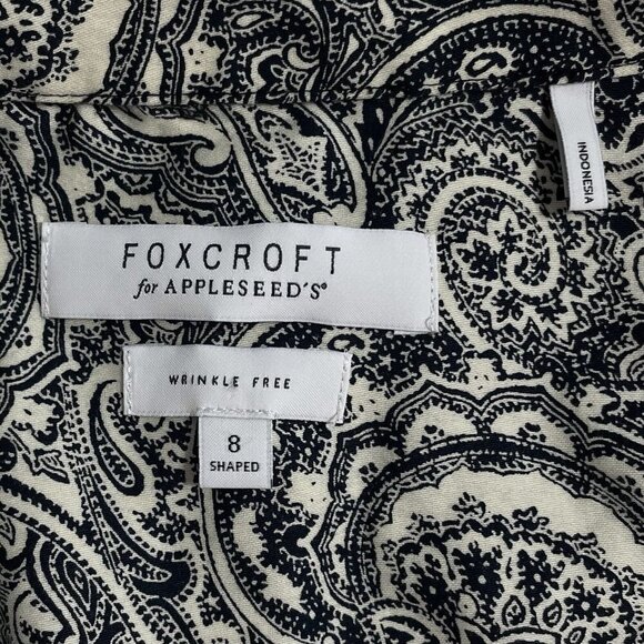 Foxcroft Appleseeds Shirt Size 8 Paisley Button Closure Wrinkle Free Cotton - Picture 7 of 8
